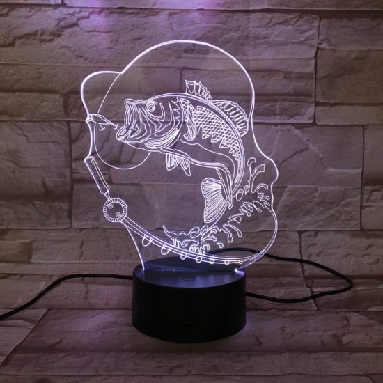 Horgász 7 színű 3D led lámpa