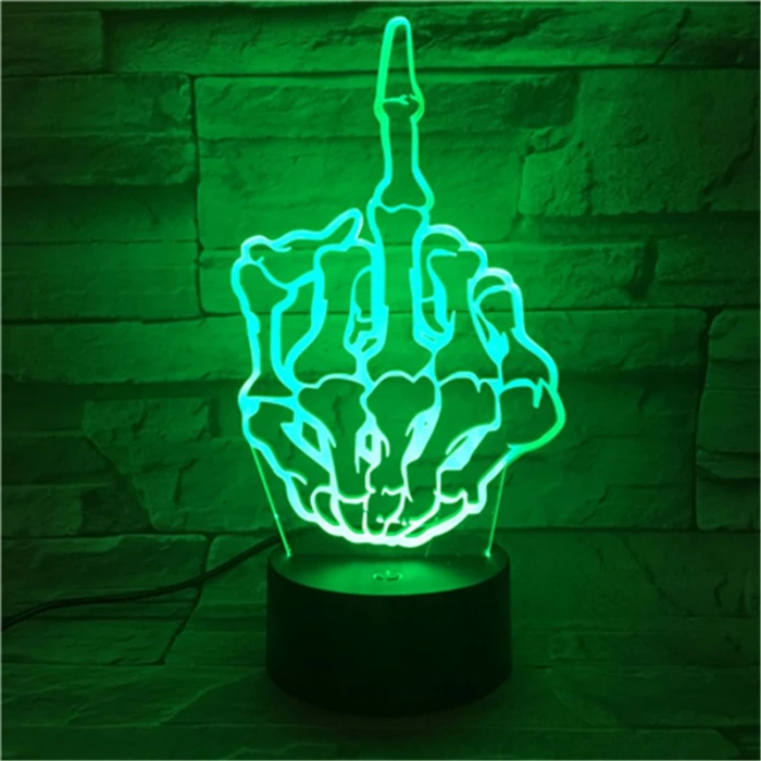 Középső Ujj 7 színű  3D led lámpa