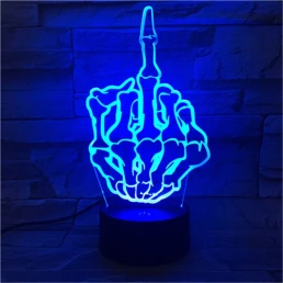 Középső Ujj 7 színű  3D led lámpa