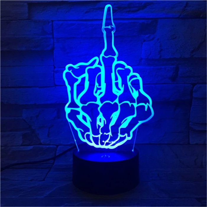 Középső Ujj 7 színű  3D led lámpa