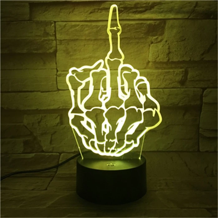 Középső Ujj 7 színű  3D led lámpa