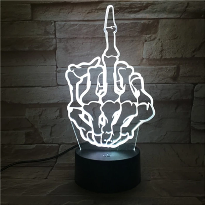 Középső Ujj 7 színű  3D led lámpa