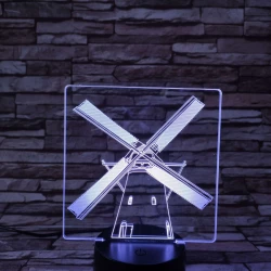 Szélmalom 7 színű 3D led lámpa