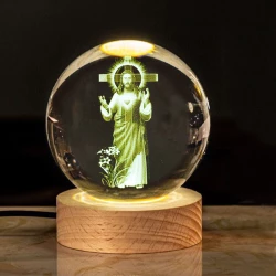 Kristálygömb Jézus 7 színű 3D LED lámpa