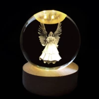 Kristálygömb Angyal 7 színű 3D LED lámpa