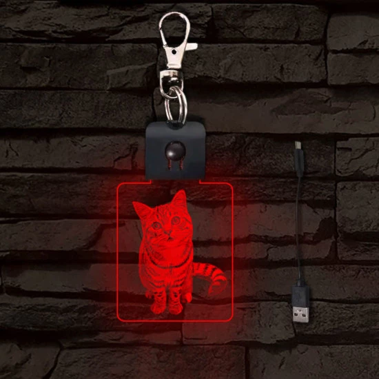 Macska világító LED-s kulcstartó