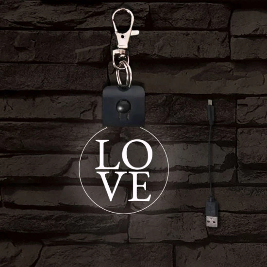 LOVE világító LED-s téglalap kulcstartó