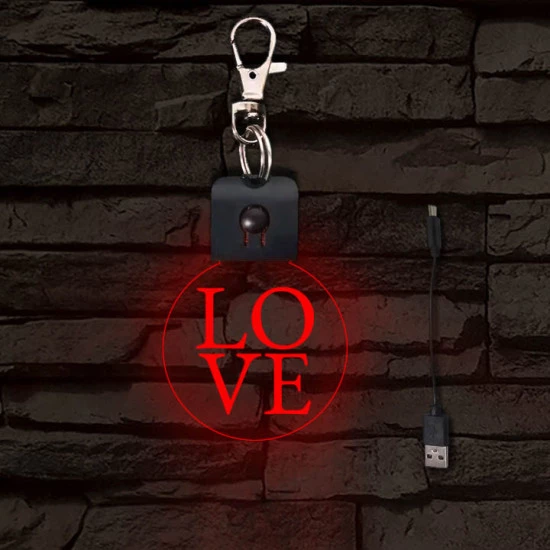 LOVE világító LED-s téglalap kulcstartó
