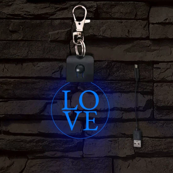 LOVE világító LED-s téglalap kulcstartó