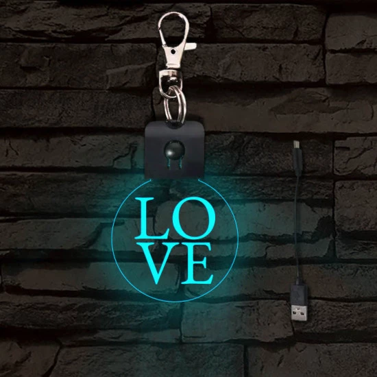 LOVE világító LED-s téglalap kulcstartó