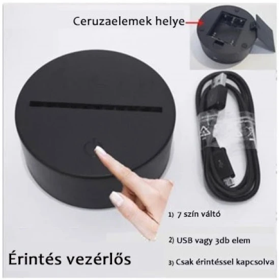 A szerelem labirintusa, kocka alakú-szögletes 7 színű 3D led lámpa filccel