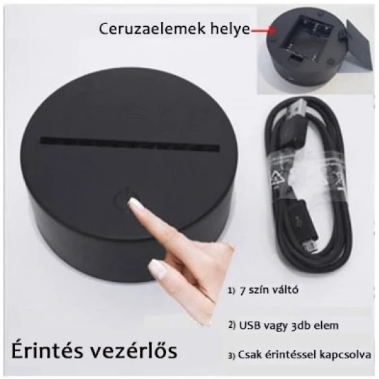 A szerelem labirintusa, szív alakú-görbülő mintás 7 színű 3D led lámpa filccel