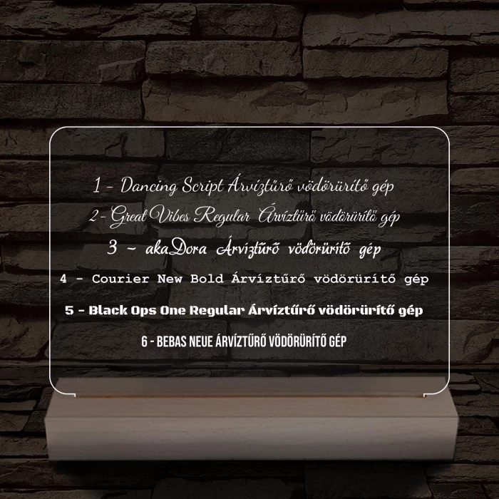 Rózsakeretes szövegbeírós grafika fa talppal 7 színű 3D led lámpa