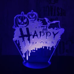 Happy Halloween 7 színű 3D led lámpa