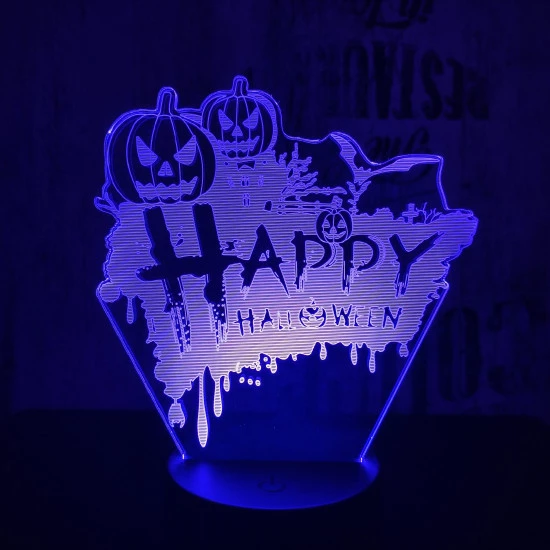 Happy Halloween 7 színű 3D led lámpa
