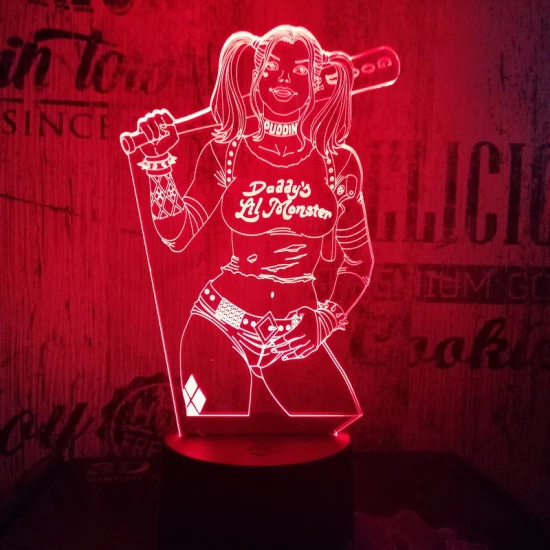 Harley Quinn  7 színű 3D led lámpa