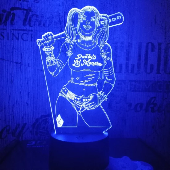Harley Quinn  7 színű 3D led lámpa