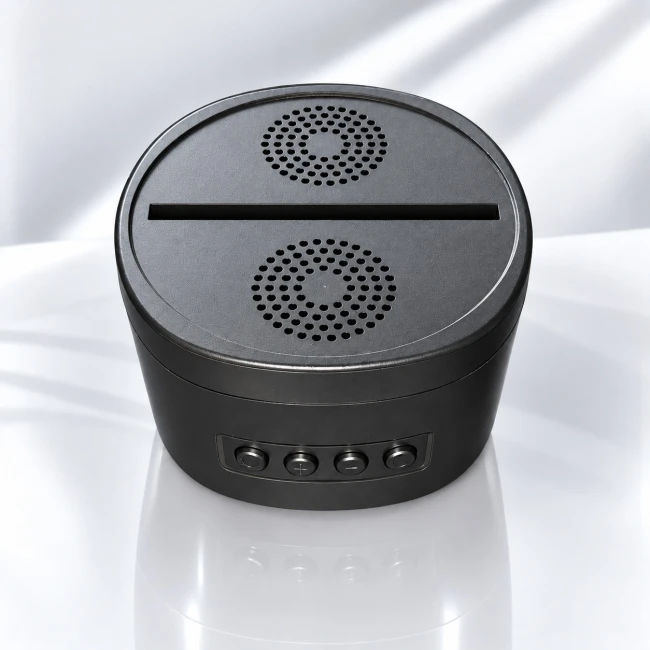 Fekete talp Bluetooth-hangszóróval és akkumulátorral