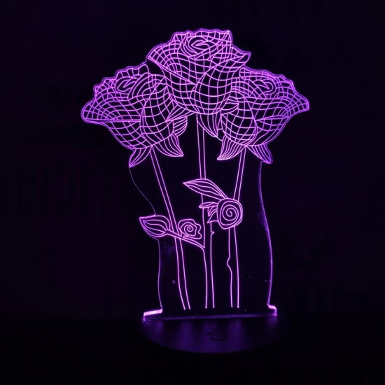 Rózsa csokor  7 színű 3D led lámpa