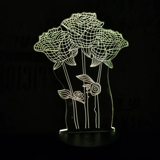 Rózsa csokor  7 színű 3D led lámpa