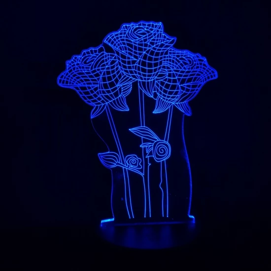 Rózsa csokor  7 színű 3D led lámpa