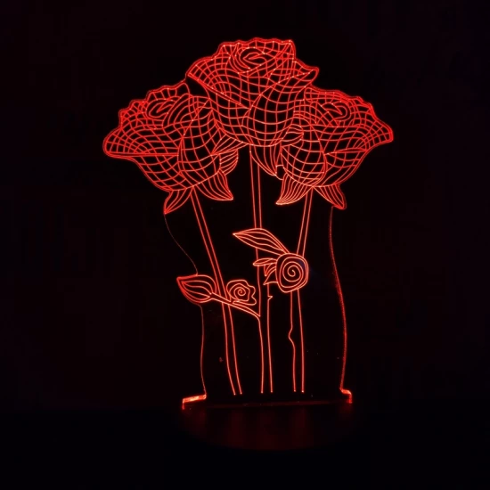 Rózsa csokor  7 színű 3D led lámpa