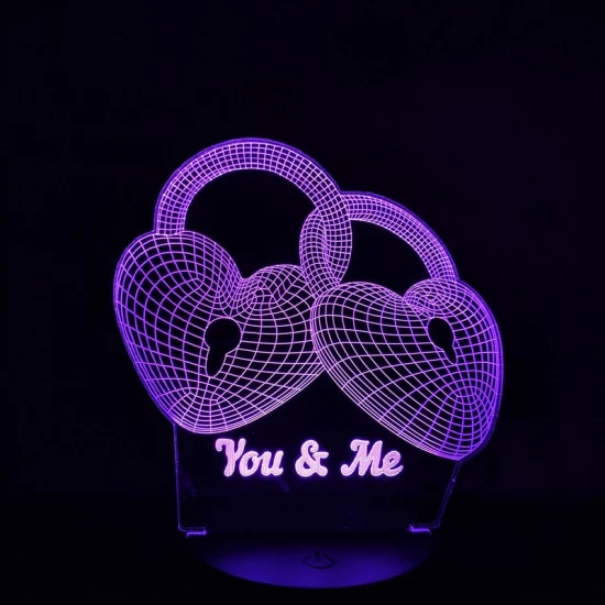 Szív Lakat 7 színű 3D led lámpa