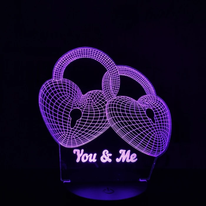Szív Lakat 7 színű 3D led lámpa