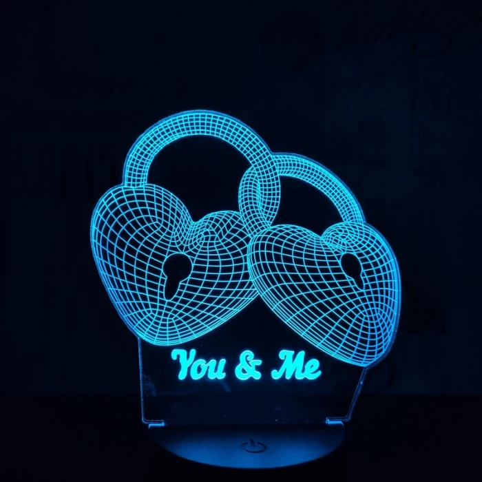 Szív Lakat 7 színű 3D led lámpa