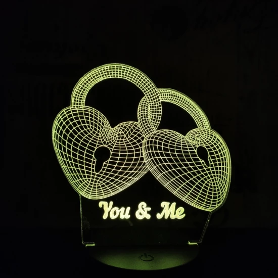 Szív Lakat 7 színű 3D led lámpa