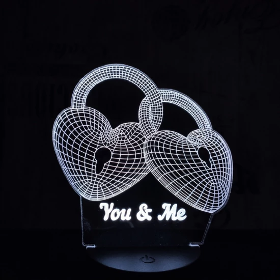 Szív Lakat 7 színű 3D led lámpa