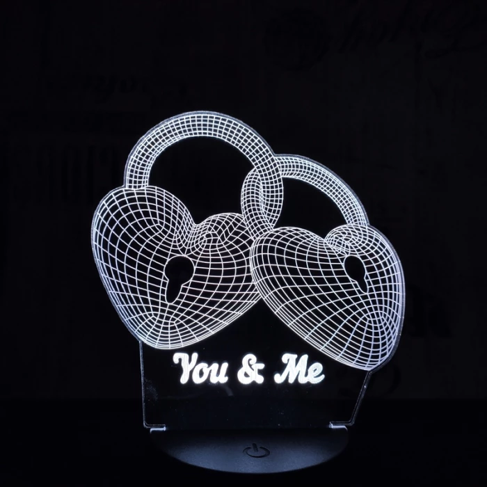 Szív Lakat 7 színű 3D led lámpa
