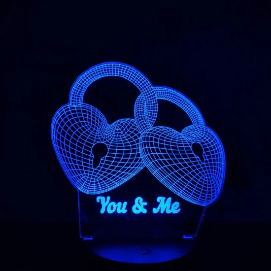 Szív Lakat 7 színű 3D led lámpa