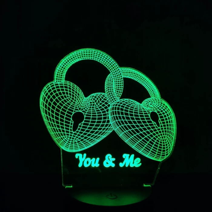 Szív Lakat 7 színű 3D led lámpa