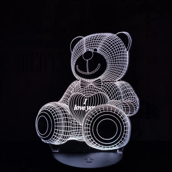 Maci I Love You 7 színű 3D led lámpa