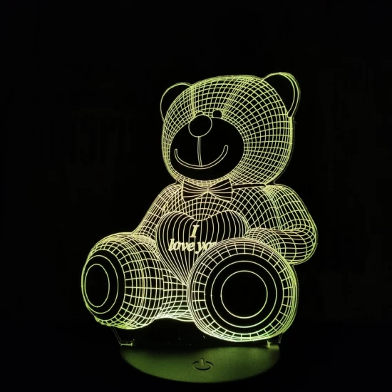 Maci I Love You 7 színű 3D led lámpa