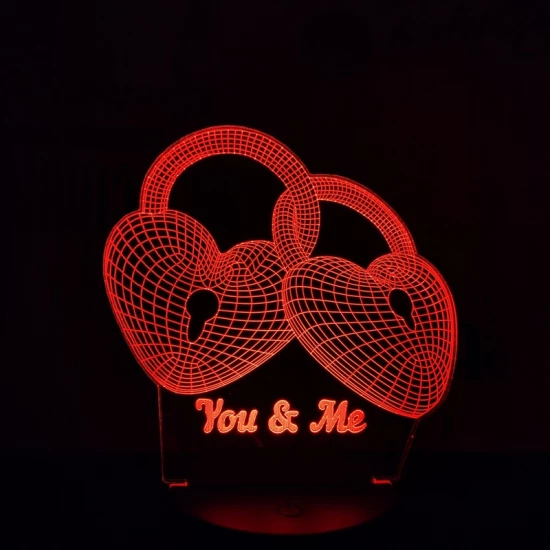 Szív Lakat 7 színű 3D led lámpa