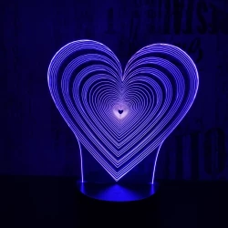 Szívben szívek 7 színű 3D led lámpa