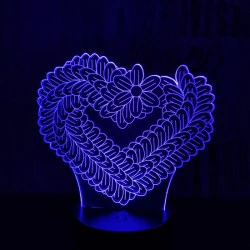 Szív füzér 7 színű 3D led lámpa