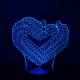 Szív füzér 7 színű 3D led lámpa