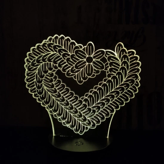 Szív füzér 7 színű 3D led lámpa
