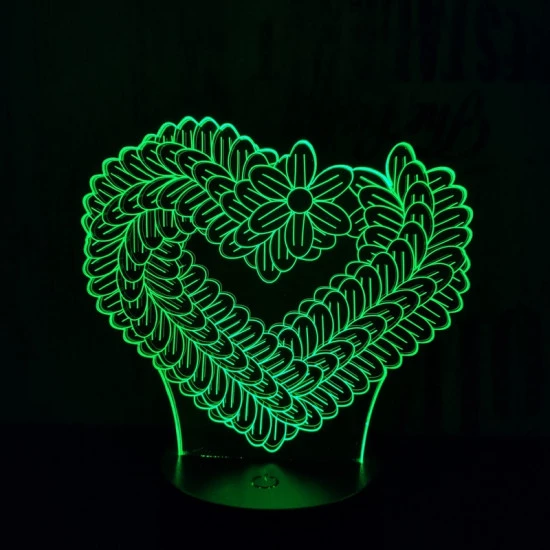 Szív füzér 7 színű 3D led lámpa