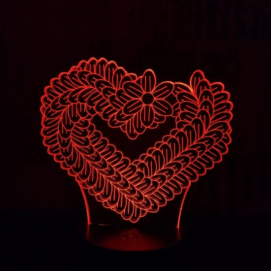Szív füzér 7 színű 3D led lámpa