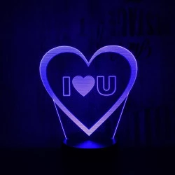 Szív I Love You 7 színű 3D led lámpa