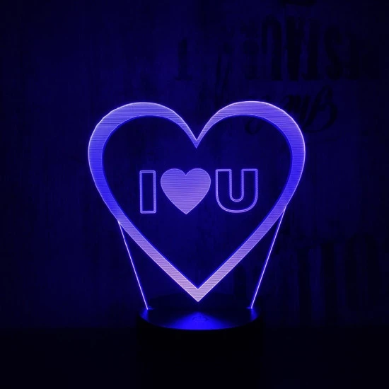 Szív I Love You 7 színű 3D led lámpa
