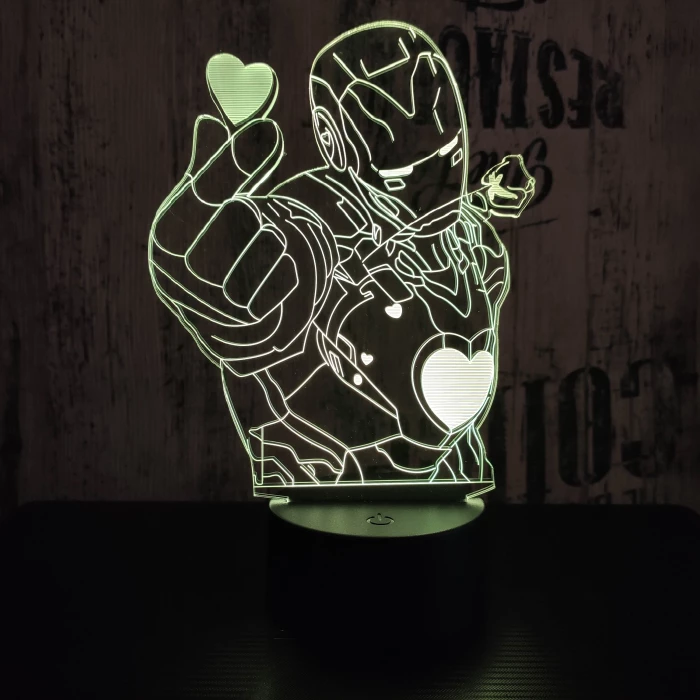 Acélember szív 7 színű 3D led lámpa
