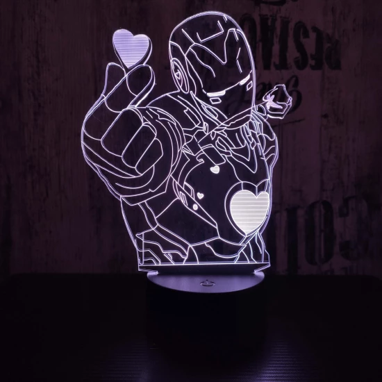 Acélember szív 7 színű 3D led lámpa