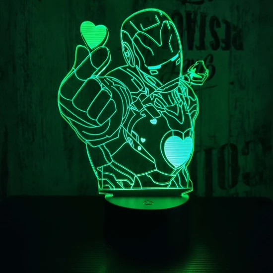 Acélember szív 7 színű 3D led lámpa