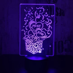 Love you ajándék doboz 7 színű 3D led lámpa