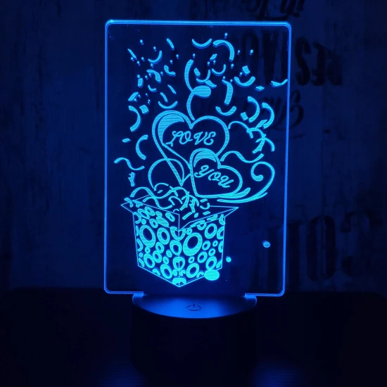 Love you ajándék doboz 7 színű 3D led lámpa